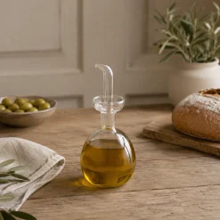 Aceitera y vinagrera redonda de cristal Thermic Luigi Bormioli
