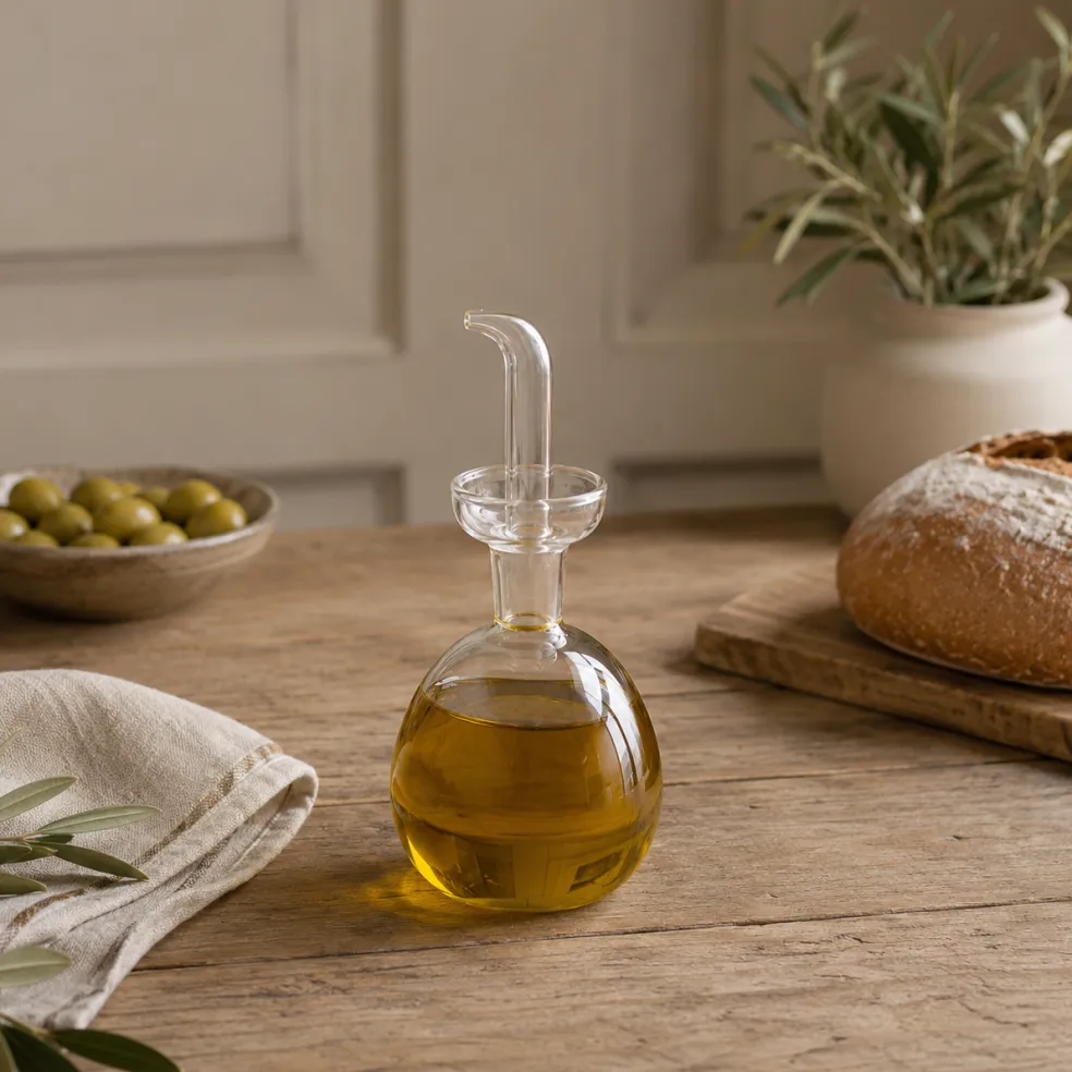 Aceitera y vinagrera redonda de cristal Thermic Luigi Bormioli