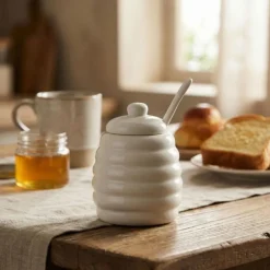 Azucarero con cuchara de porcelana Menage La Porcellana Bianca