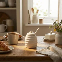 Azucarero con cuchara de porcelana Menage La Porcellana Bianca
