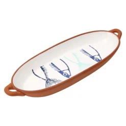 Bandeja con asas para pescado de terracota Dexam