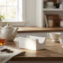 Bandeja de porcelana para bolsas de té y azúcar Menage La Porcellana Bianca