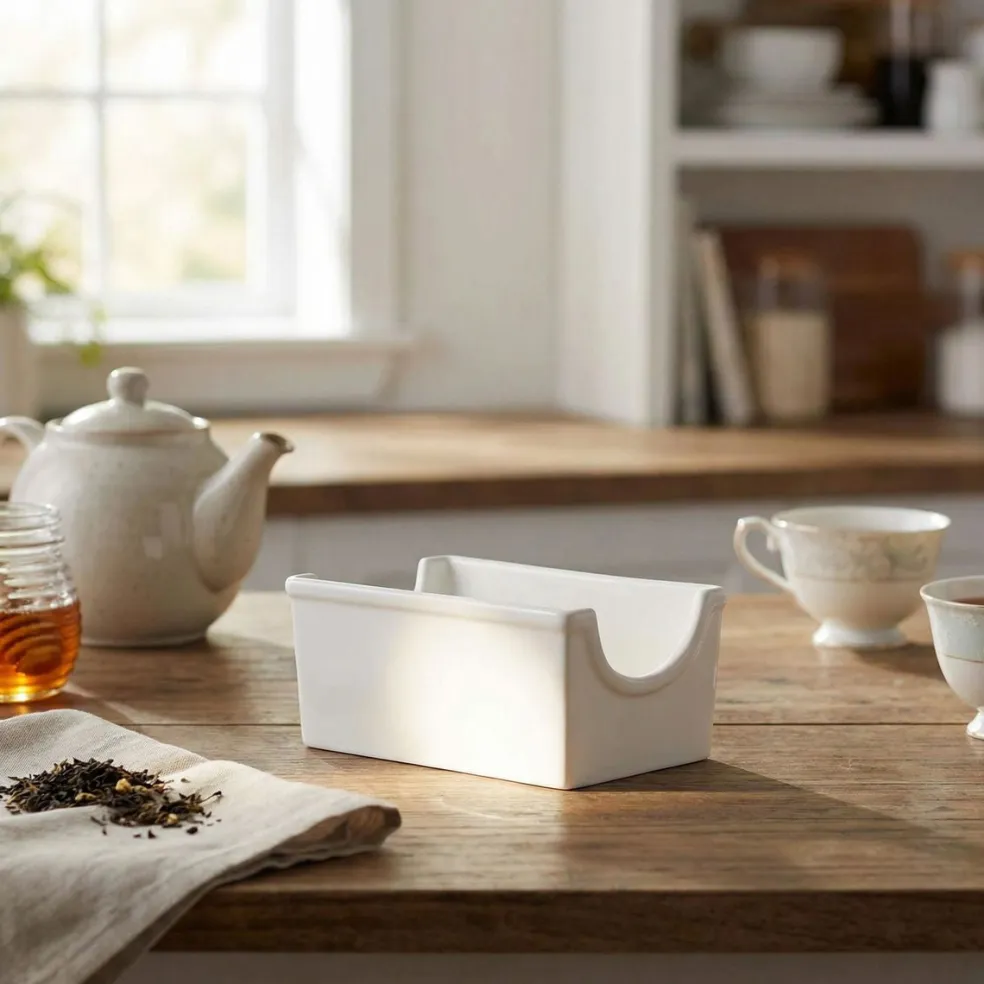 Bandeja de porcelana para bolsas de té y azúcar Menage La Porcellana Bianca
