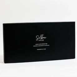 Bandeja para servir de pizarra con asas de inox Selbrae