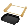 Bandeja rectangular de hierro fundido para cocinar y servir con base de madera Staub