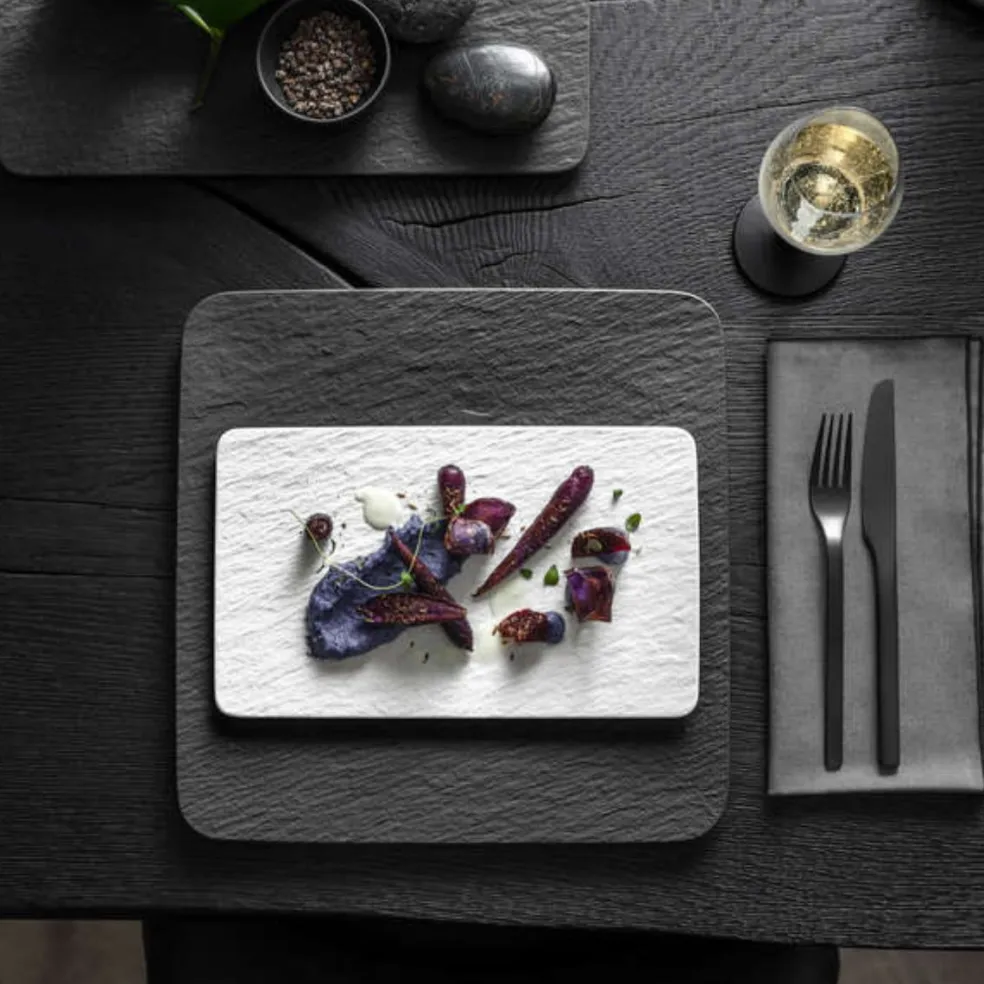 Bandeja rectangular de porcelana para servir Manufacture Rock Villeroy & Boch
