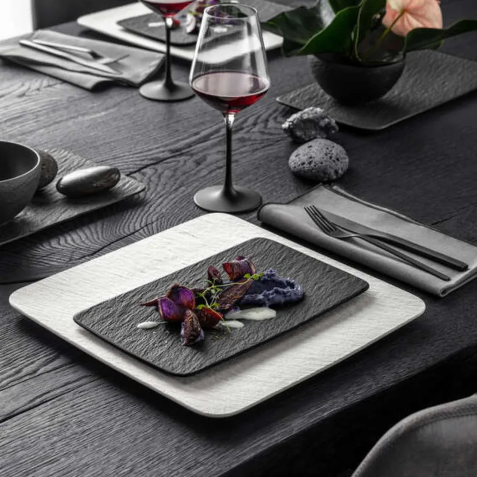 Bandeja rectangular de porcelana para servir Manufacture Rock Villeroy & Boch