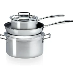 Batería de 3 piezas acero inoxidable Le Creuset