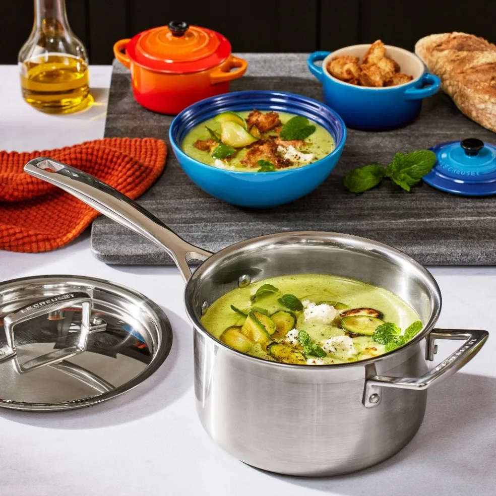 Batería de 3 piezas acero inoxidable Le Creuset