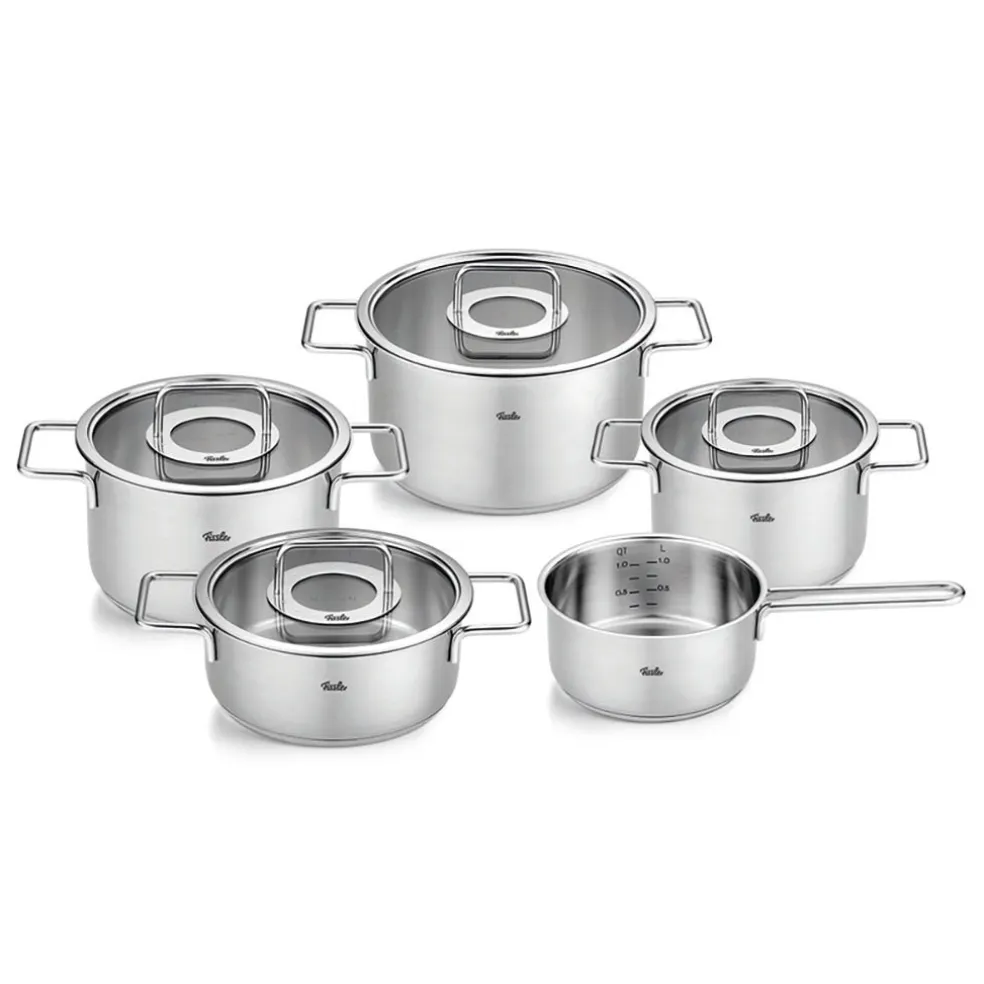 Batería 5 piezas acero inoxidable con tapa de cristal Pure Collection Fissler