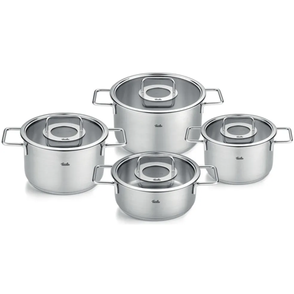 Batería 4 piezas acero inoxidable con tapa de cristal Pure Collection Fissler