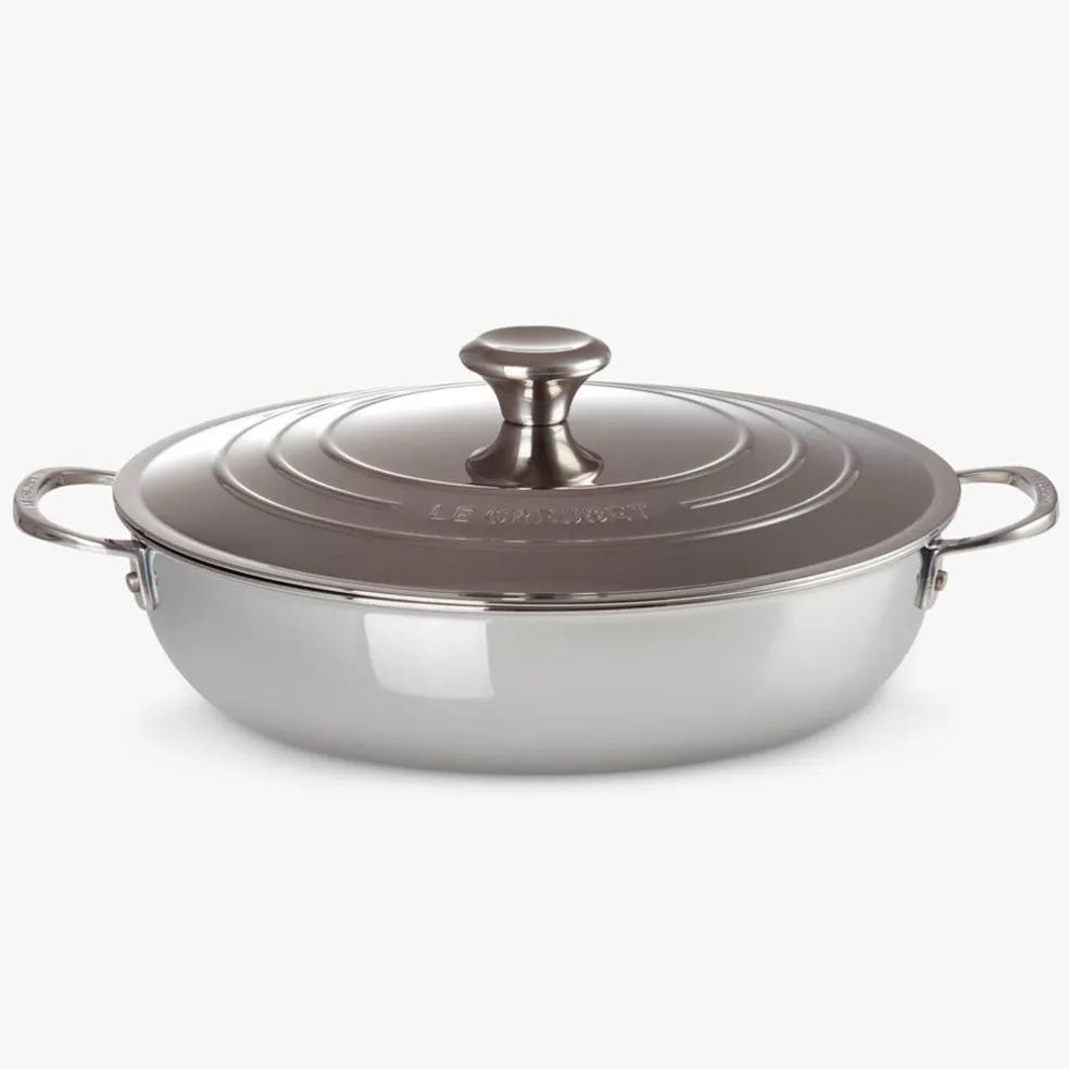 Cacerola acero inox baja con tapa 30cm 3-PLY Le Creuset