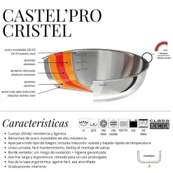 Cacerola alta de acero inoxidable 5-Ply con tapa Castel'Pro Cristel