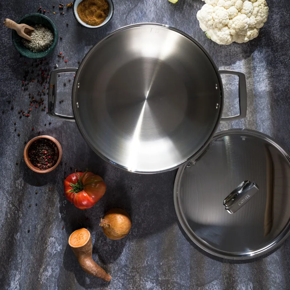Cacerola alta de acero inoxidable 5-Ply con tapa Castel'Pro Cristel