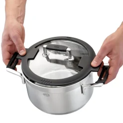 Cacerola alta de acero inoxidable con tapa de cristal Silence Pro Rösle