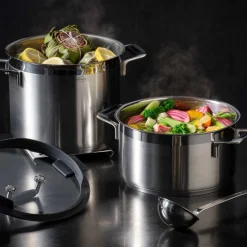 Cacerola alta de acero inoxidable con tapa de cristal Silence Pro Rösle