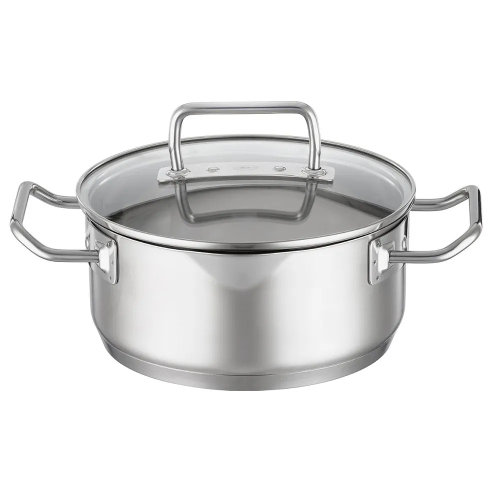 Cacerola baja de acero inoxidable con tapa de cristal Expertiso Rösle