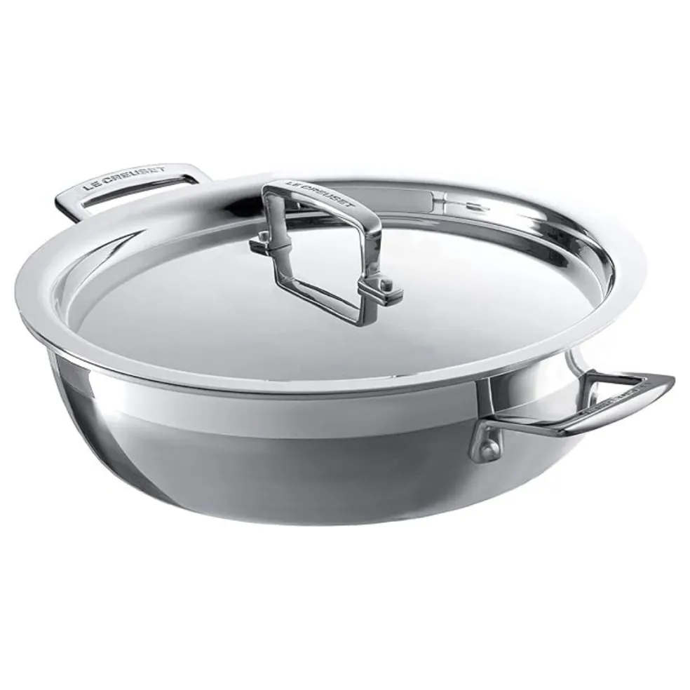 Cacerola baja de acero inoxidable 3-PLY Le Creuset