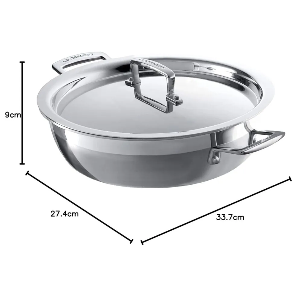 Cacerola baja de acero inoxidable 3-PLY Le Creuset