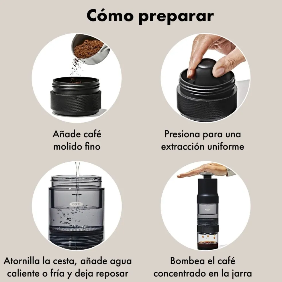 Cafetera portátil manual para café caliente y cold brew Rapid Brewer OXO