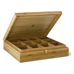 Caja de té de bambú con 12 compartimentos Bredemeijer