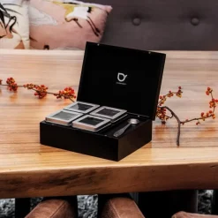 Caja de té de bambú con 4 recipientes y cuchara medidora Bredemeijer
