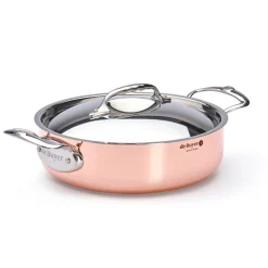 Cazuela de cobre Inocuivre con asas y tapa de inox De Buyer