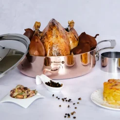 Cazuela de cobre Inocuivre con asas y tapa de inox De Buyer