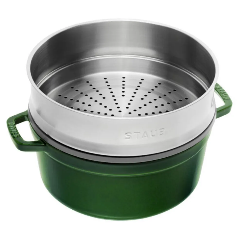 Cocotte de hierro fundido con vaporera de inox Staub
