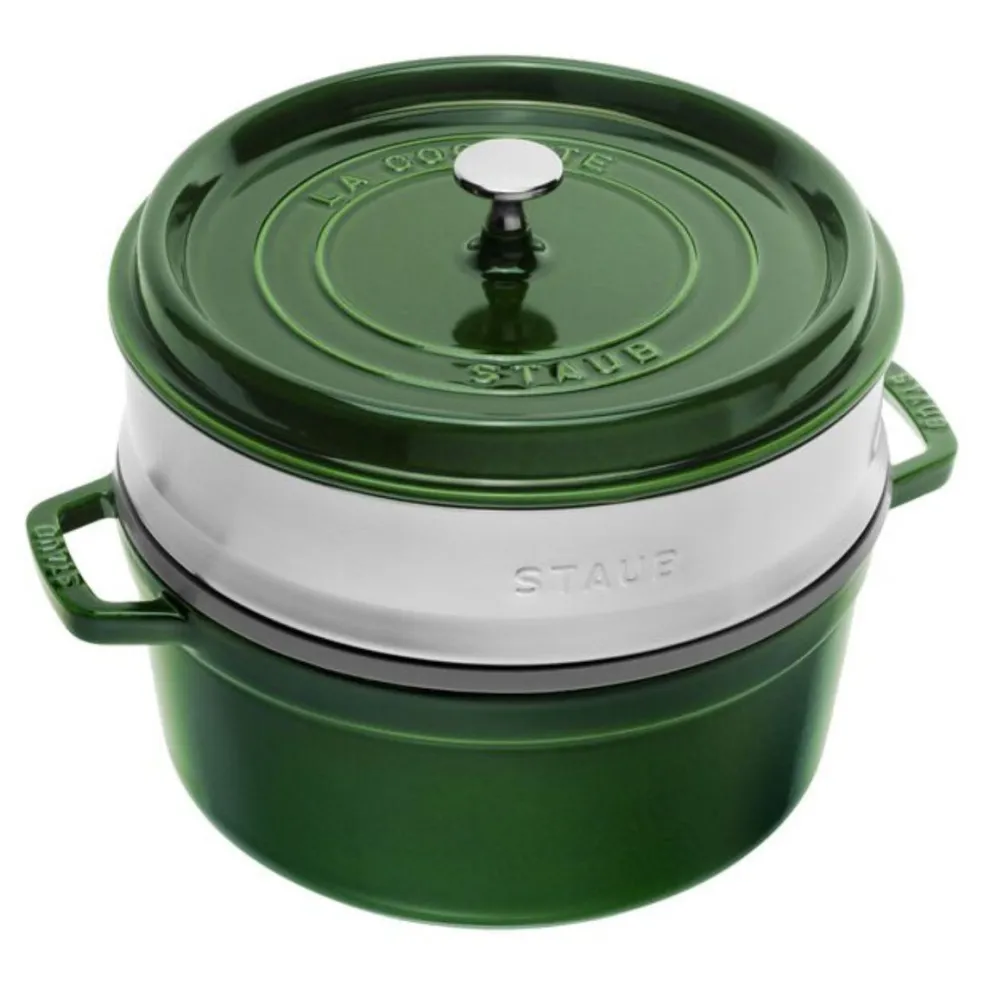 Cocotte de hierro fundido con vaporera de inox Staub