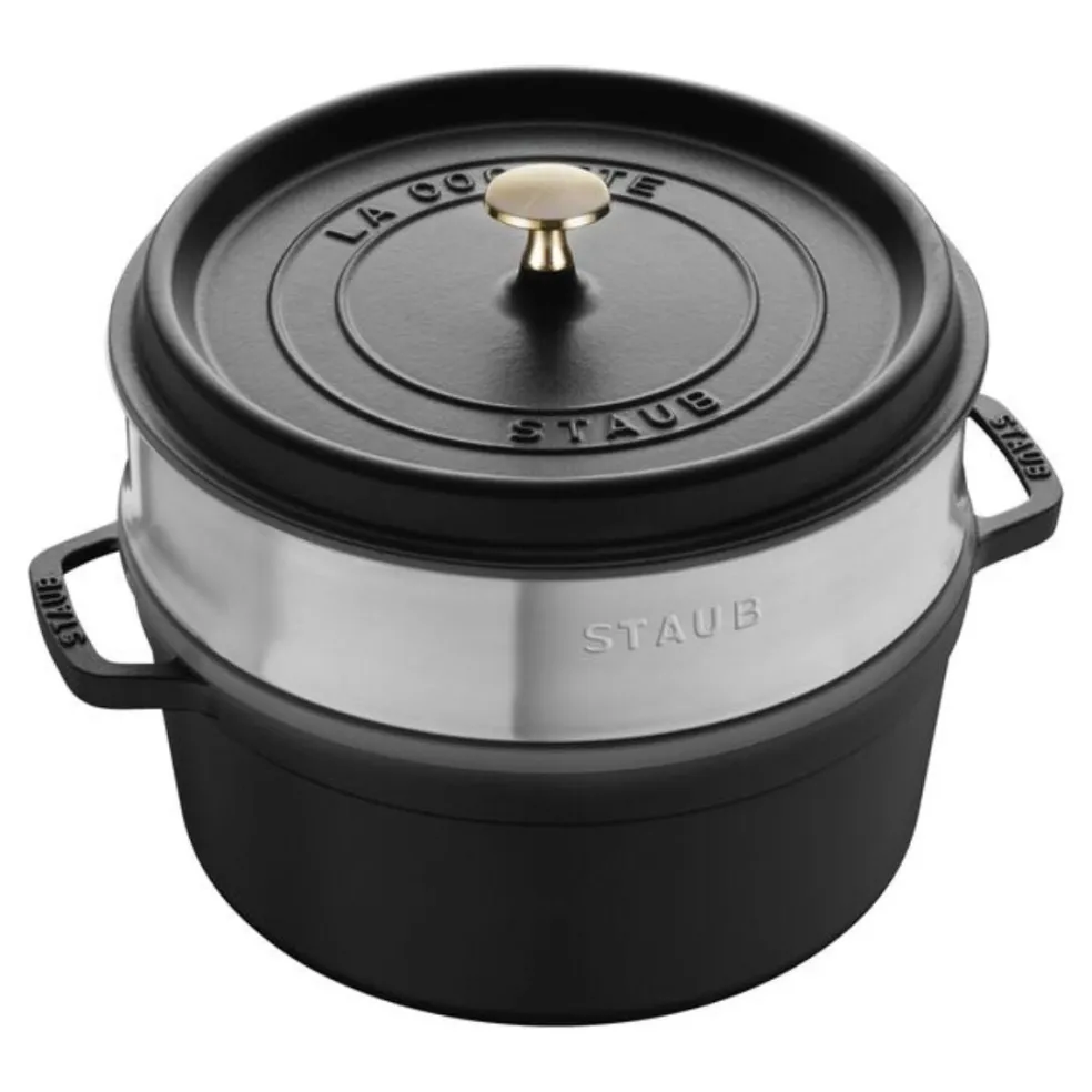 Cocotte de hierro fundido con vaporera de inox Staub