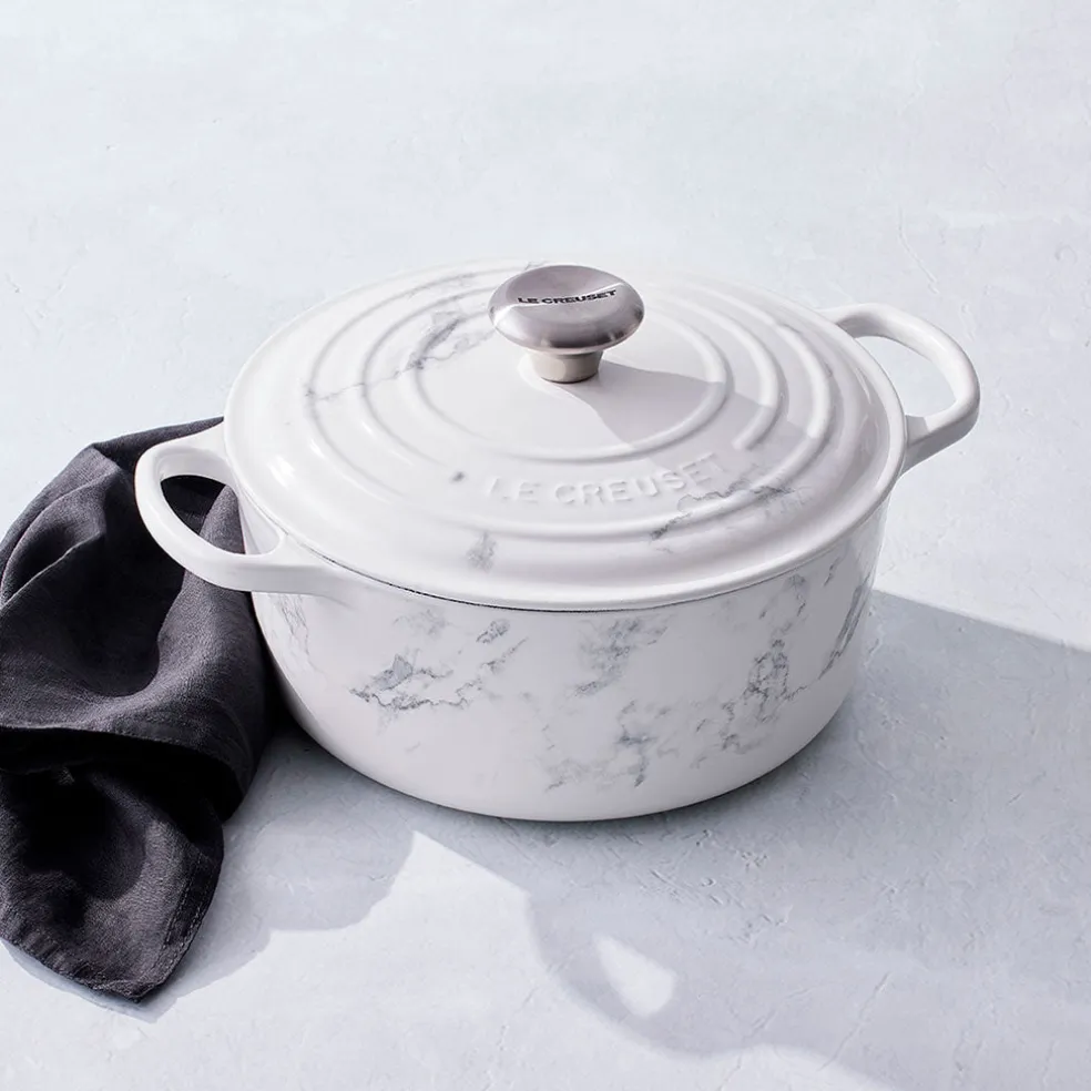 Cocotte de hierro White Marble Le Creuset (Edición Limitada)