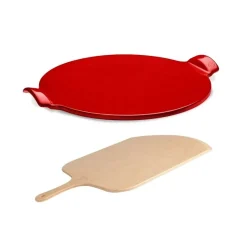 Conjunto bandeja cerámica para pizza y masas + Pala de madera Emile Henry