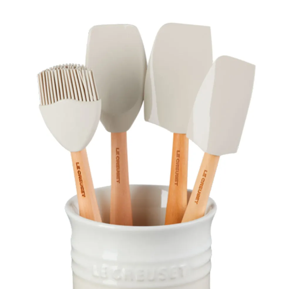 Conjunto de bote con 4 espátulas Le Creuset