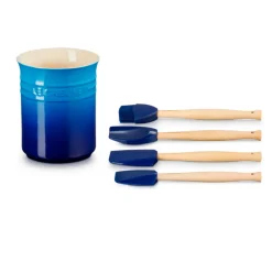 Conjunto de bote con 4 espátulas Le Creuset