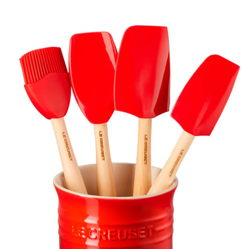 Conjunto de bote con 4 espátulas Le Creuset