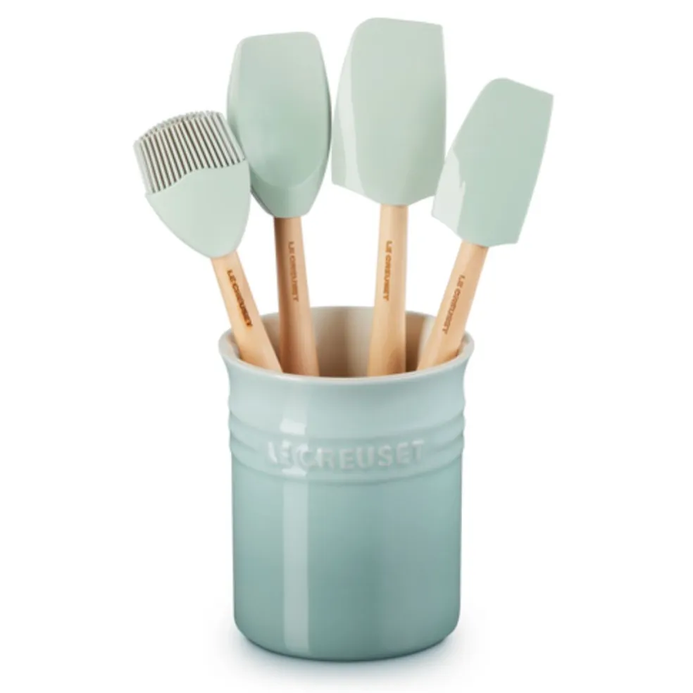 Conjunto de bote con 4 espátulas Le Creuset