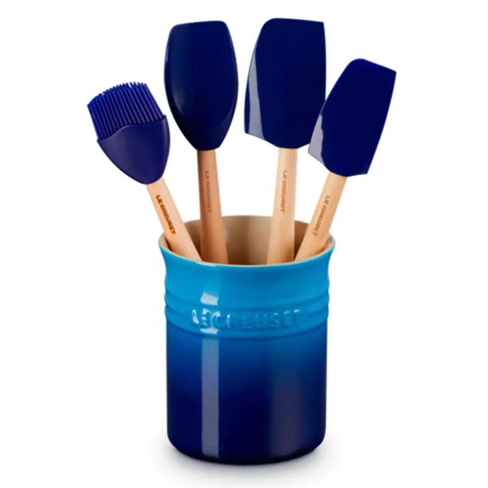 Conjunto de bote con 4 espátulas Le Creuset