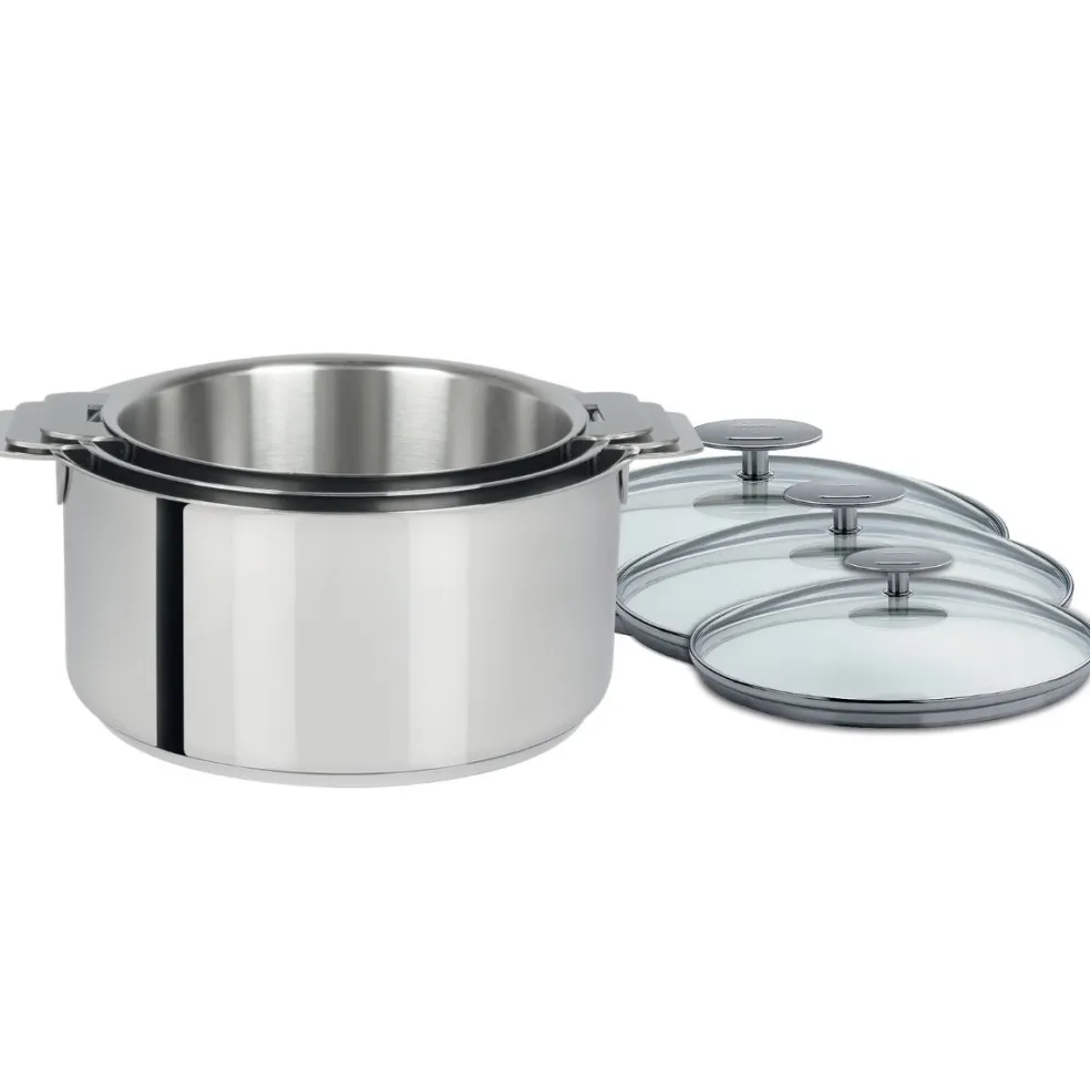 Conjunto de 3 ollas acero inoxidable multicapa Casteline Cristel