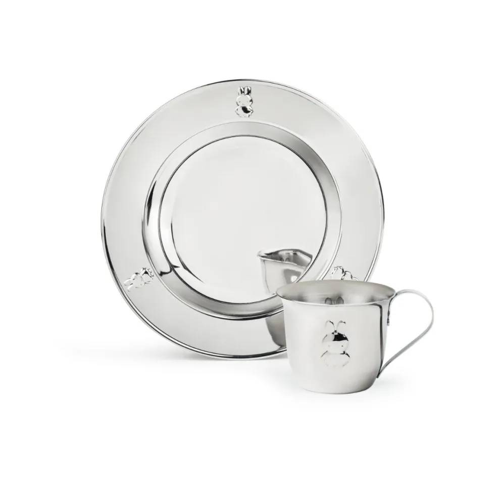 Conjunto de plato y taza de acero inox Miffy Zilverstad