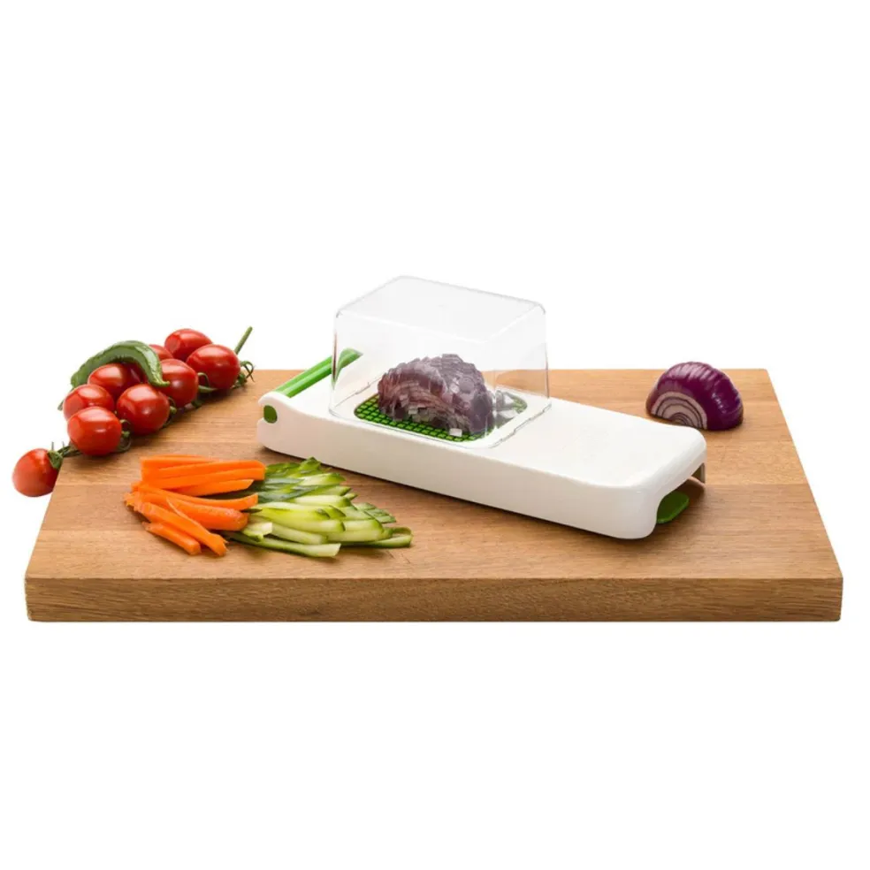 Cortador de patatas y verduras con dos cuchillas y recogedor Alligator