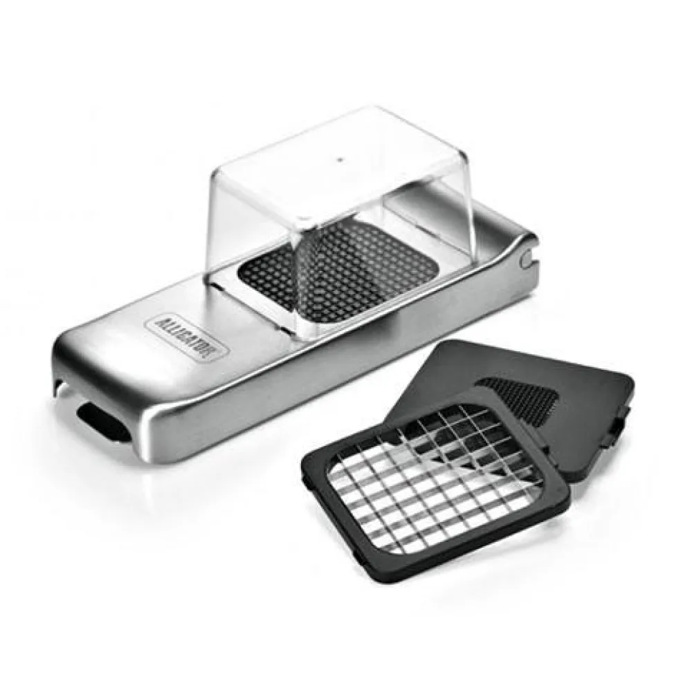 Cortador de patatas y verduras de inox con tres cuchillas y recogedor Alligator