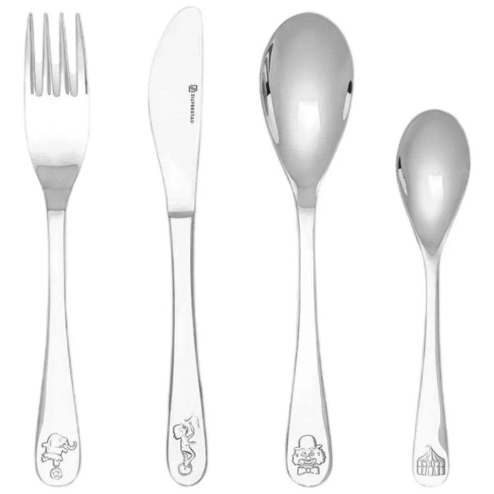 Cubertería de 4 piezas de acero inox Circus Zilverstad