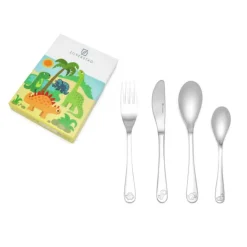 Cubertería de 4 piezas de acero inox Dinosaurs Zilverstad