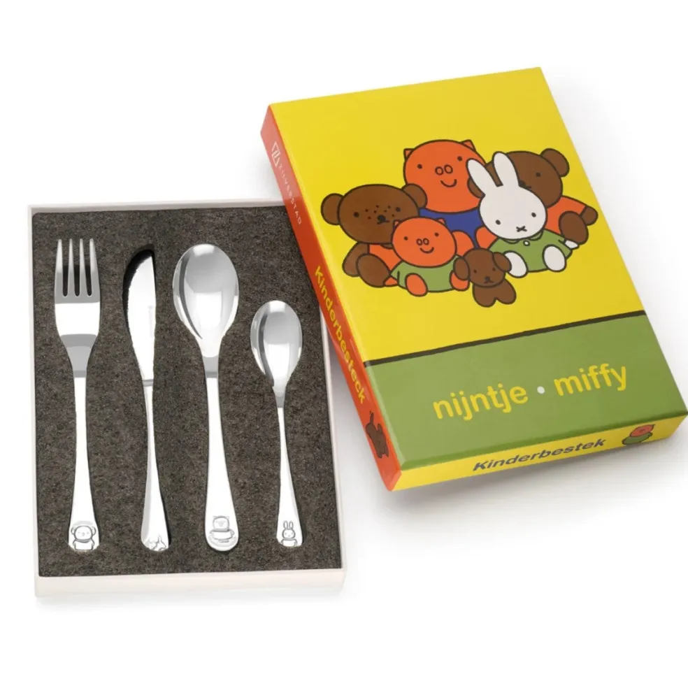 Cubertería de 4 piezas de acero inox Miffy Friends Zilverstad