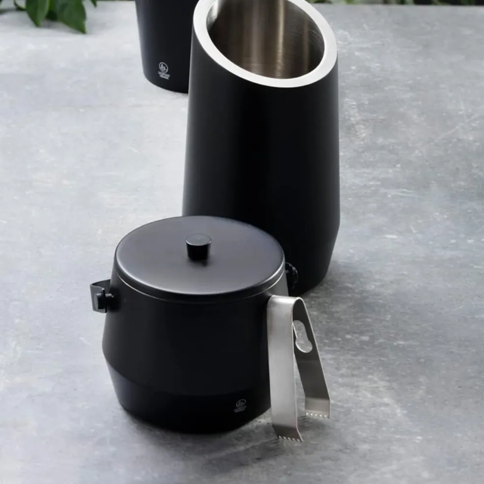 Cubitera con asa de acero inoxidable de doble pared con tapa y pinzas Leopold Vienna