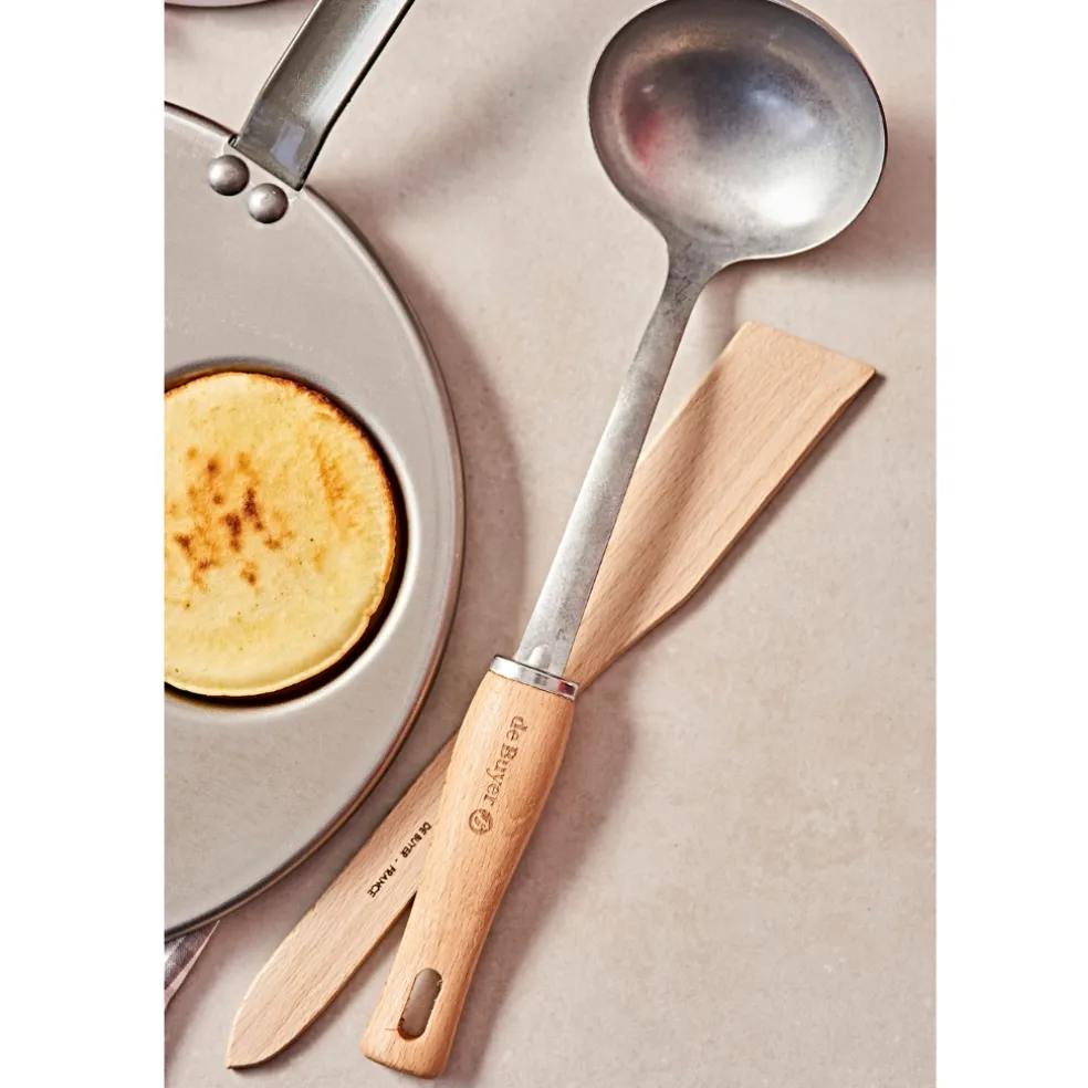 Cucharón de acero inoxidable mango de madera De Buyer