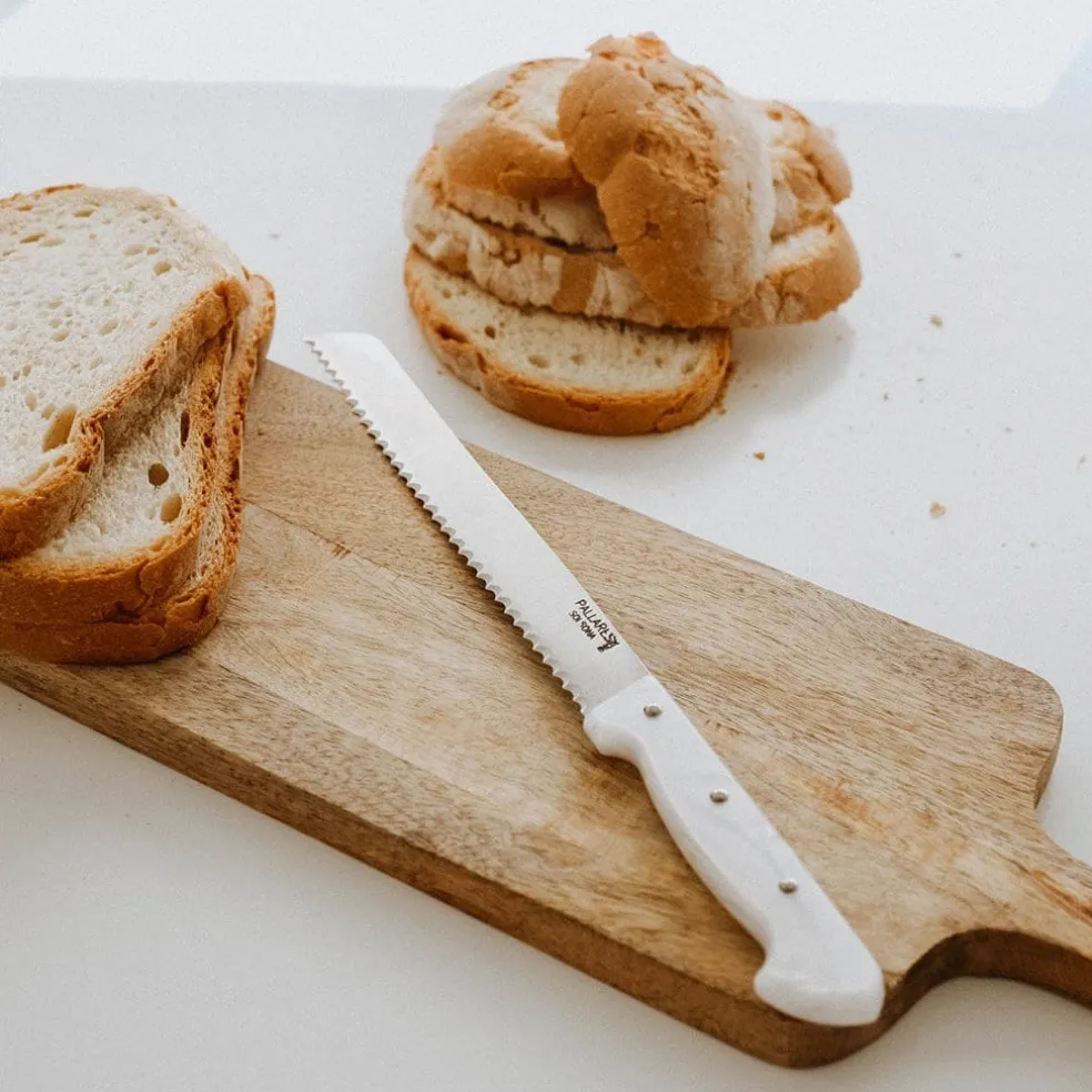 Cuchillo de pan Pallarès de acero inoxidable con mango de nácar
