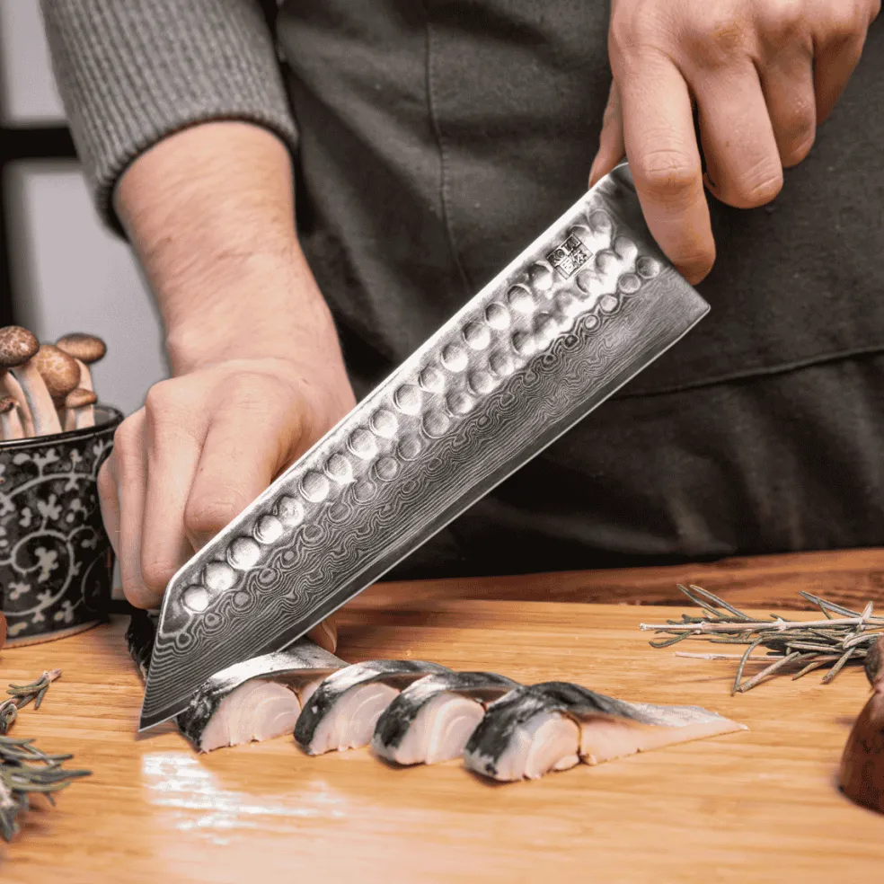 Cuchillos de acero damasco japonés Bunka Damas Kotai
