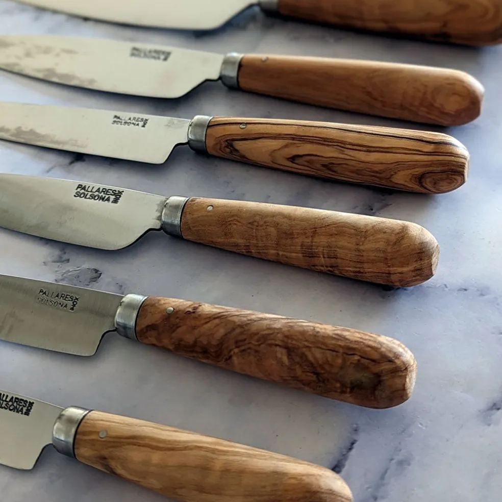 Cuchillos de cocina con mango redondo de olivo Pallarès